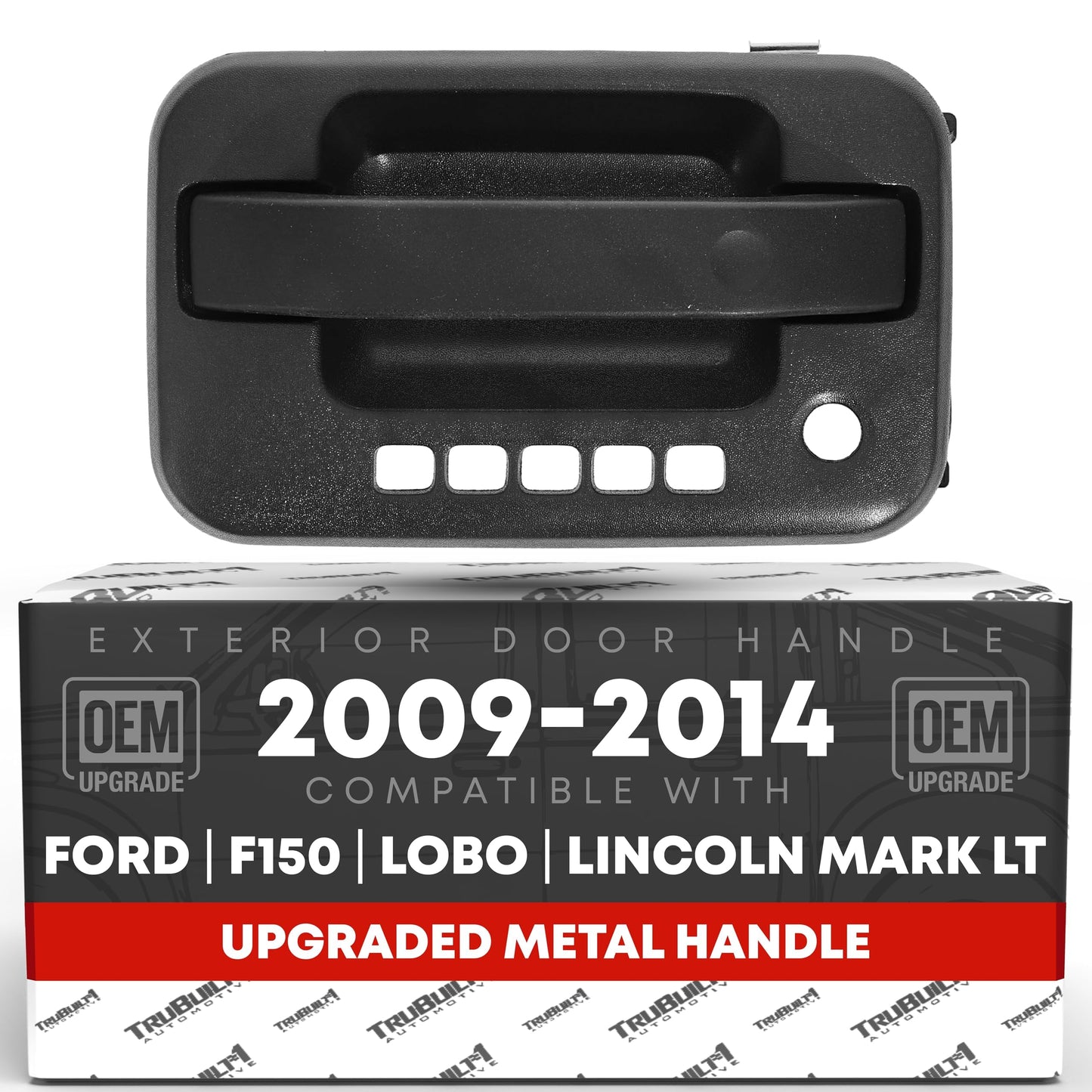 2009-2014 Ford F-150 Lobo Lincoln Mark LT Exterior Front Driver Door Handle, Upgraded Metal - Textured Black with Keyhole - Front Driver Side Handle w/ Keypad