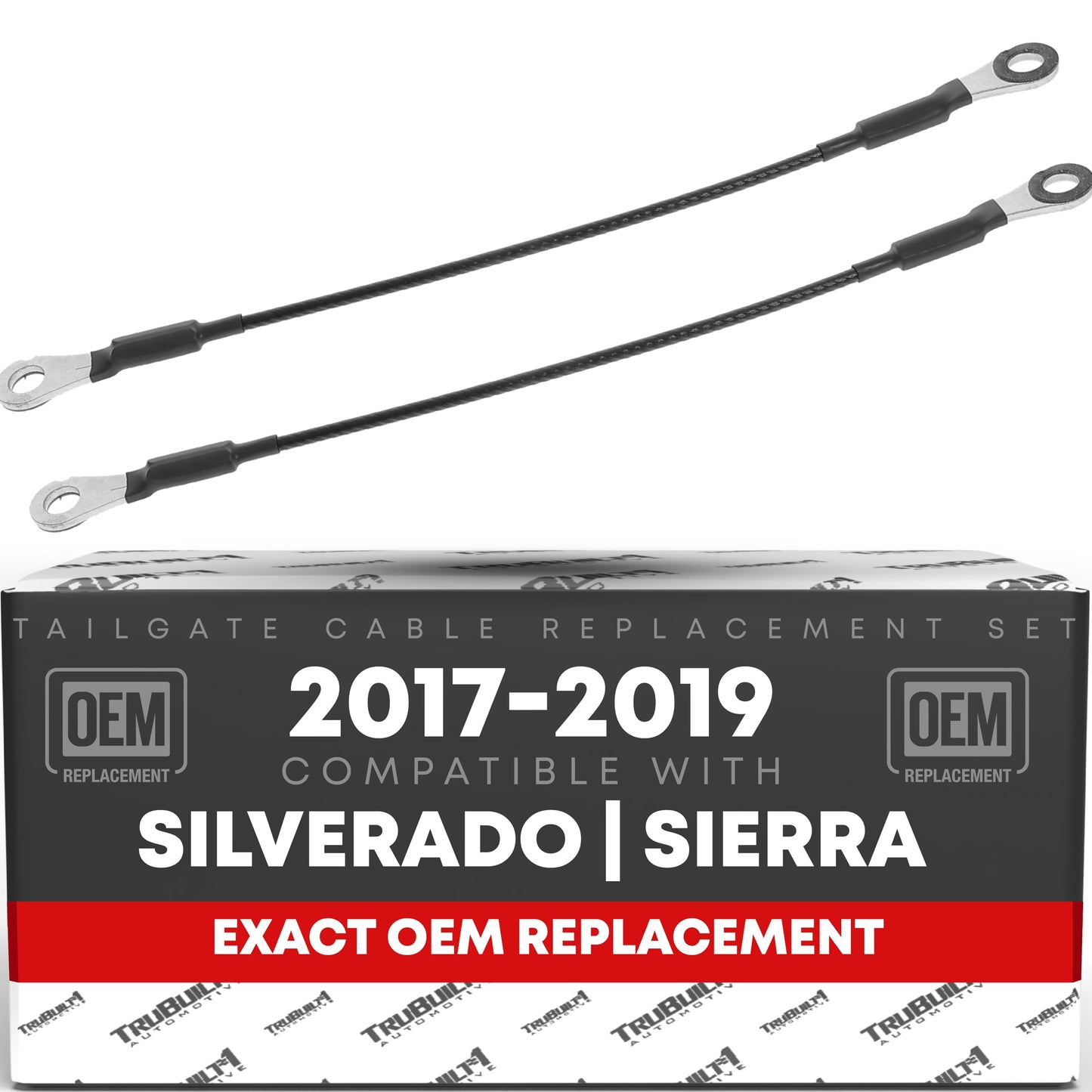 Chevrolet Silverado GMC Sierra Tailgate Support Cables - Rear Metal Strap Pair for Driver & Passenger Side