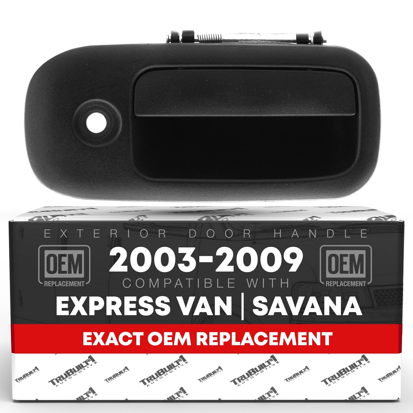 T1A Exterior Front Passenger Door Handle - Compatible with 2003-2009 Chevrolet Express 1500 2500 3500; 2003-2009 GMC Savana 1500 2500 3500 - Textured Black, with Keyhole - OEM 10359093 - Front Right Handle
