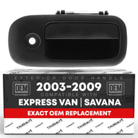 T1A Exterior Front Passenger Door Handle - Compatible with 2003-2009 Chevrolet Express 1500 2500 3500; 2003-2009 GMC Savana 1500 2500 3500 - Textured Black, with Keyhole - OEM 10359093 - Front Right Handle