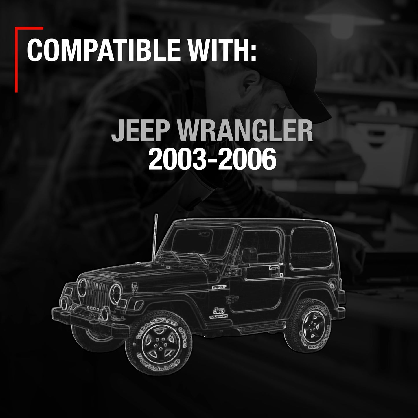 2003-2006 Jeep Wrangler Interior Front Driver Door Handle Replacement - Textured Black Plastic - Driver Door Handle