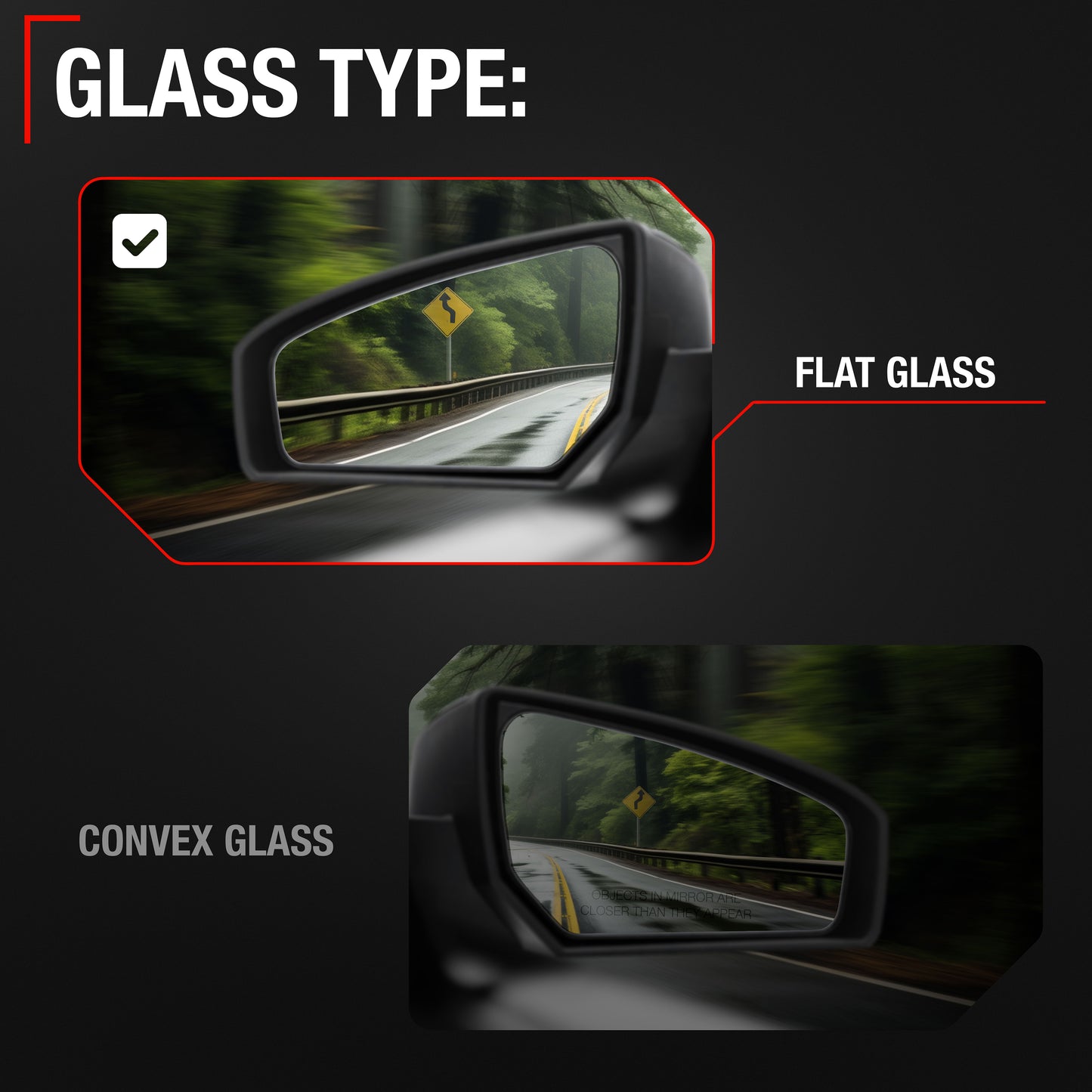 Toyota Corolla Side Mirror, Driver Side - Powered, Manual Fold, Heated, Flat Glass, Smooth Black - Driver Side Mirror