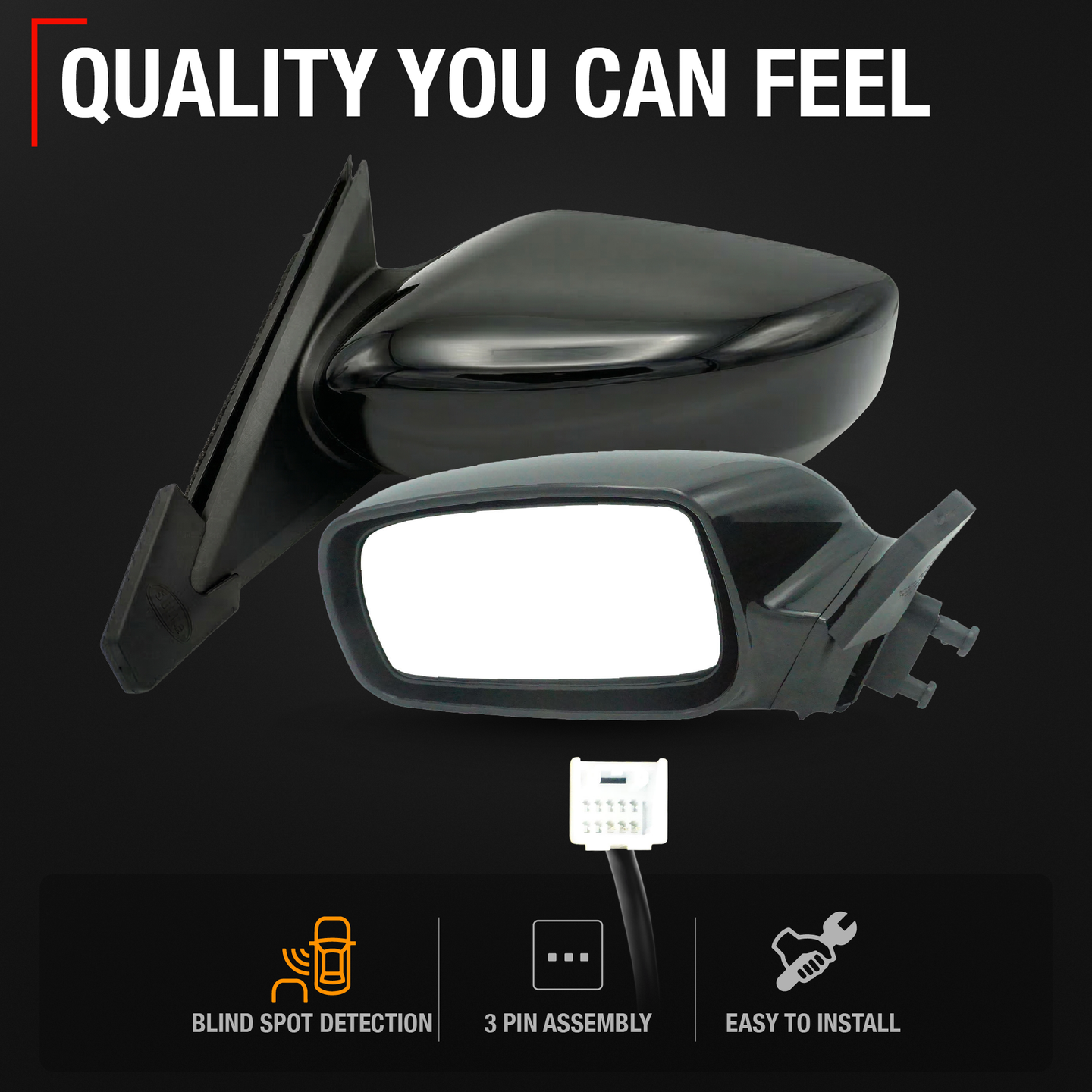 Driver Side Power Adjustable Side View Mirror - Compatible with 2004-2008 Toyota Solara - Power Adjust, Non-Heated, Non-Folding - Paintable Smooth Housing - OEM 87940AA110C0