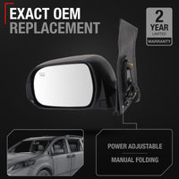 Driver Side Heated Power Side View Mirror - Compatible with 2013-2014 Toyota Sienna - Power Heated, Manual Folding - Paintable Textured Black Housing - OEM 8794008094C0