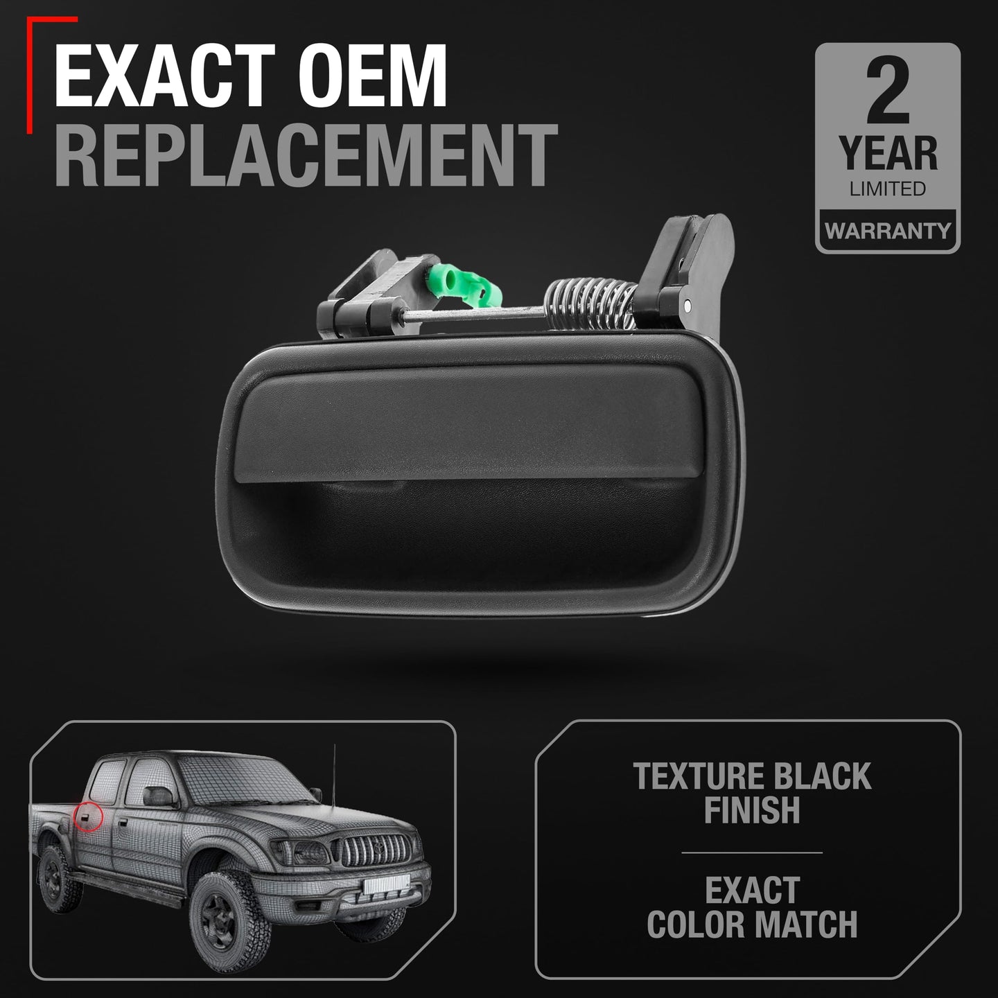 Toyota Tacoma Rear Sliding Window Latch - Rear Quarter Slider - Black - Rear Driver Handle (Plastic)