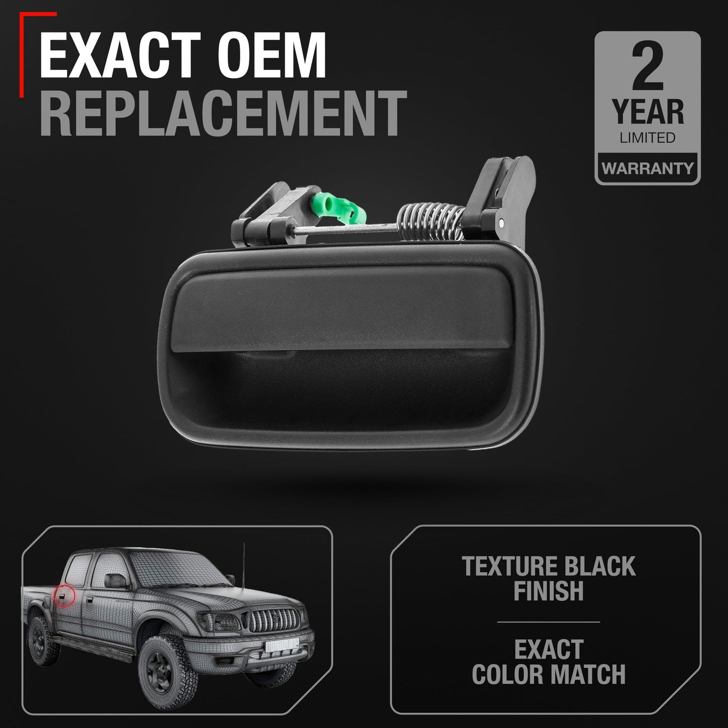 Toyota Tacoma Rear Sliding Window Latch - Rear Quarter Slider - Black - Rear Driver Handle (Plastic)