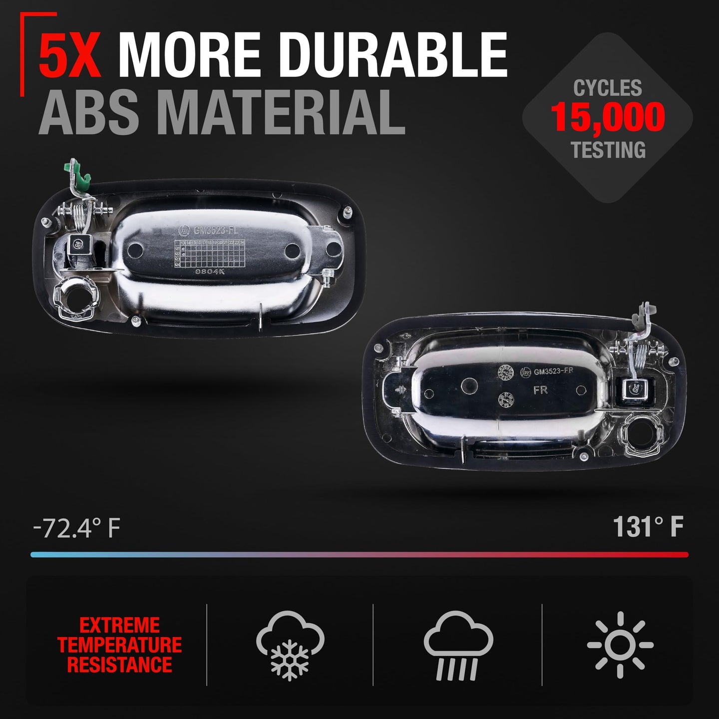 Chevrolet Silverado Exterior Door Handles, Front Driver & Passenger - All Chrome with Keyholes - Front Driver + Passenger Side