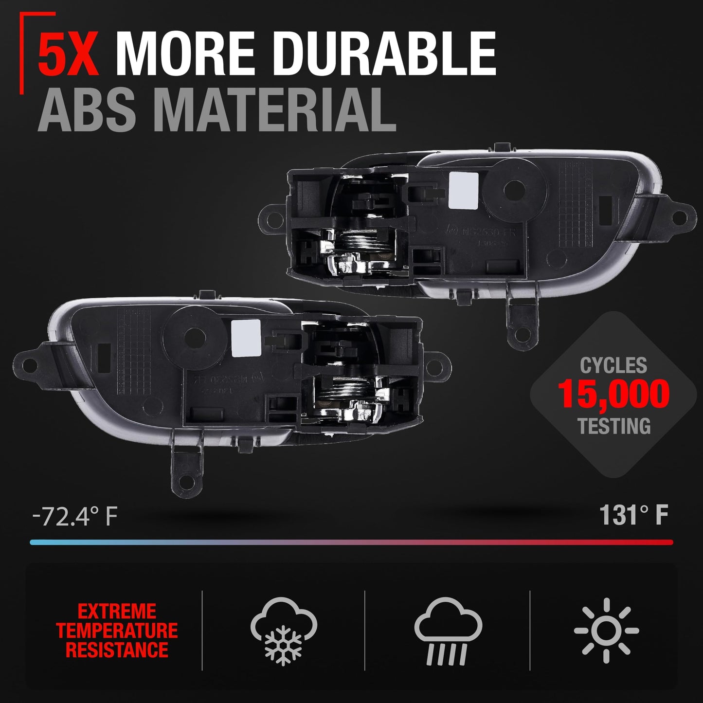 2013-2015 Nissan Altima Caravan Titan NV350 Pathfinder Murano Armada Maxima Teana Interior Front Driver and Passenger Door Handle - Chrome Black - Driver + Passenger Door Handle