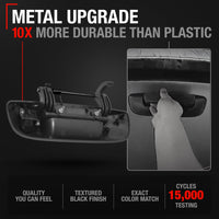 Dodge Ram Liftgate Handle - All Chrome Metal Assembly with Keyhole, Upgraded Replacement for 1500 2500 3500 - Texture Tailgate Handle