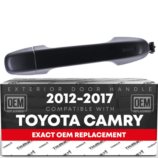 Exterior Front Driver Door Handle - Compatible with 2012-2020 Toyota Yaris, Prius C, Camry, Auris, 86, C-HR; 2013-2015 Subaru BRZ; 2016 Scion FR-S, Scion iM - Primed Black, Plastic - OEM 6921106090 - Driver Side Door Handle