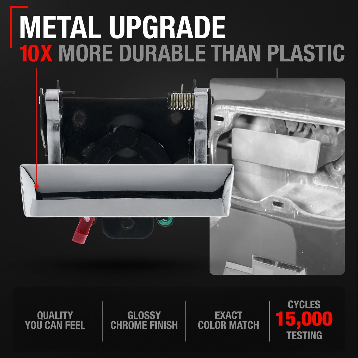 2007-2015 Chevrolet Silverado GMC Sierra Hummer H3T Tailgate Handle Assembly - Upgraded Metal Chrome Finish No Keyhole - Chrome Tailgate Handle