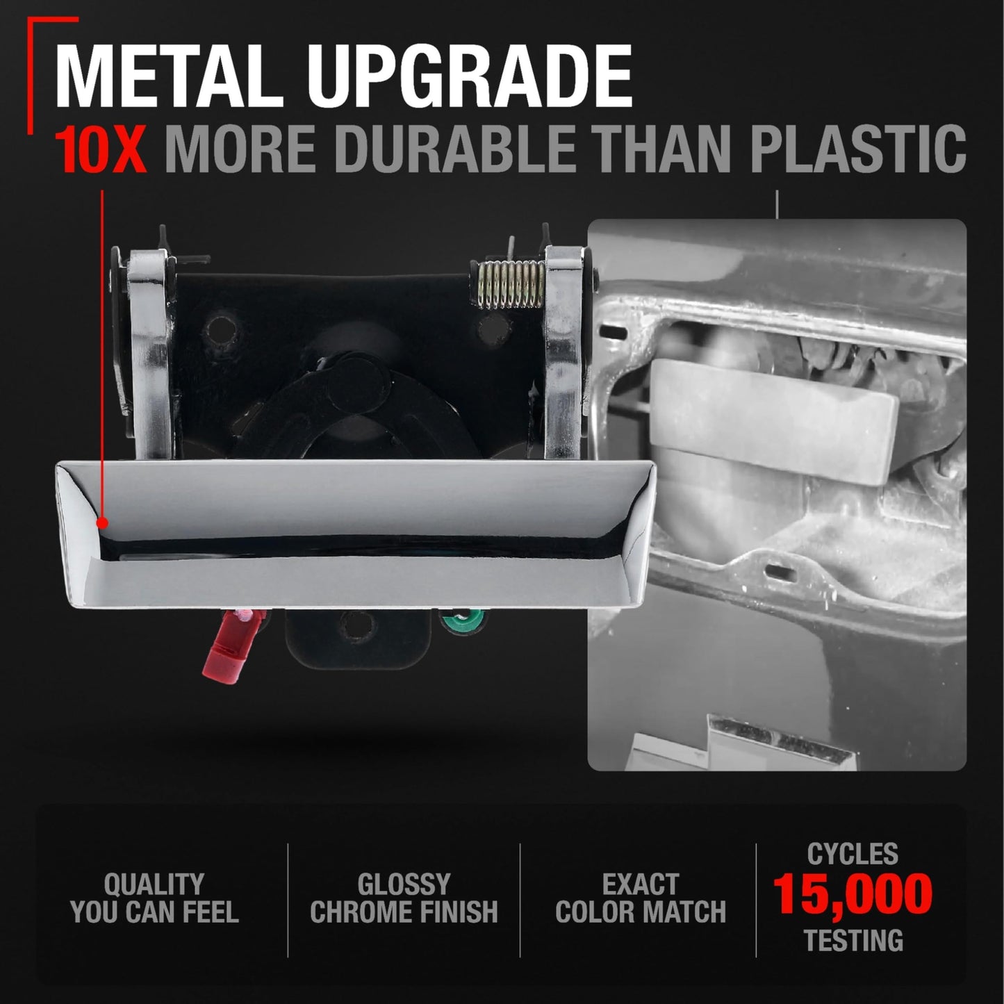 2007-2015 Chevrolet Silverado GMC Sierra Hummer H3T Tailgate Handle Assembly - Upgraded Metal Chrome Finish No Keyhole - Chrome Tailgate Handle