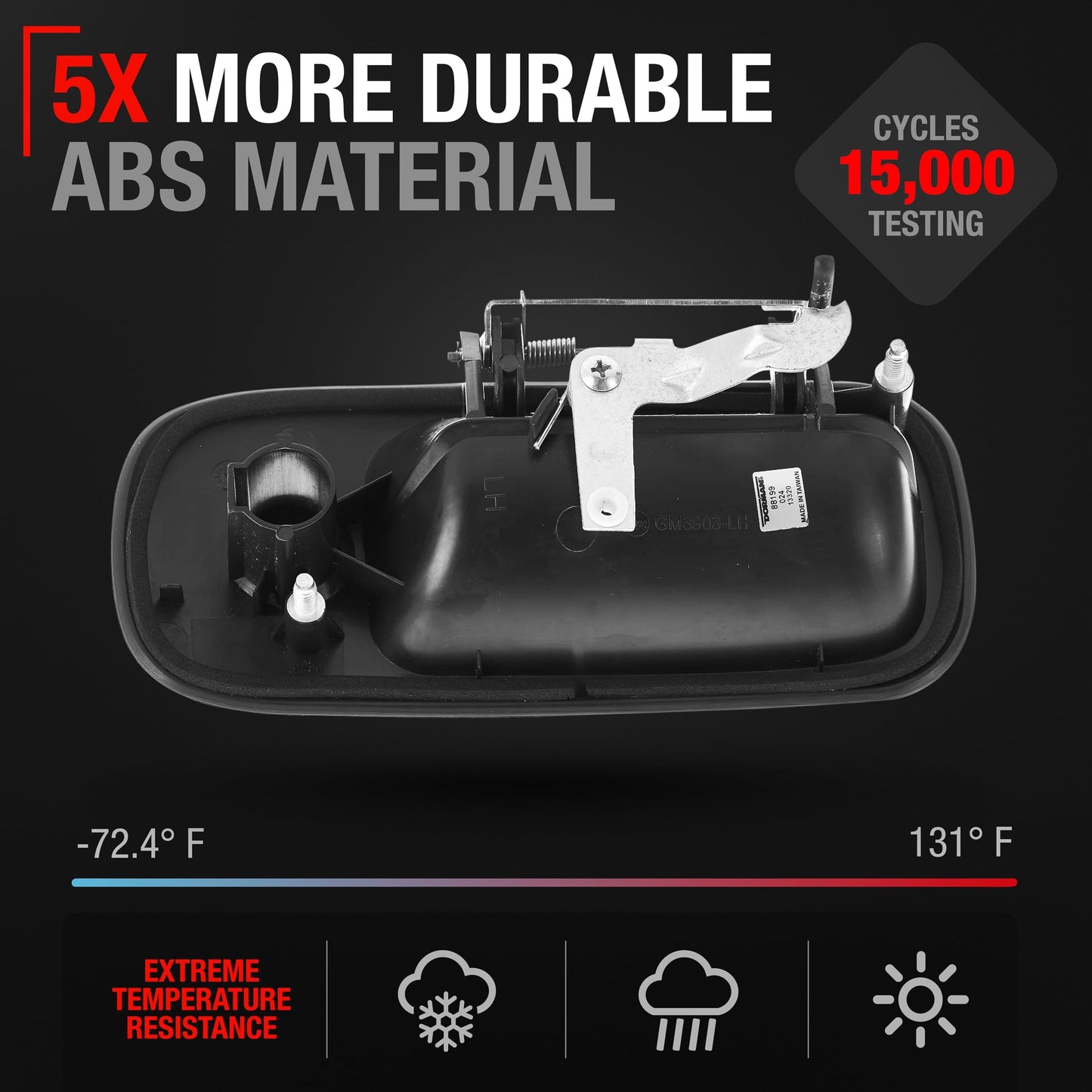 2003-2009 Chevrolet Express GMC Savana Exterior Rear Driver Hinged Door Handle - Textured Black - Rear Left Handle