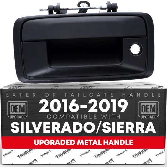 Chevrolet Silverado GMC Sierra Tailgate Handle - Textured Black - Upgraded Metal with Keyhole - Black Tailgate Door Hadle
