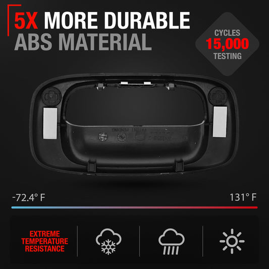 T1A Tailgate Handle Bezel w/Metal Clip - Compatible with 1999-2006 Chevrolet Silverado 1500 2500 3500; 99-06 GMC Sierra 1500 2500 3500 HD Classic - Textured Black - OEM 15228539, 76106, GM1916102 - Improved Bezel - Metal Clip