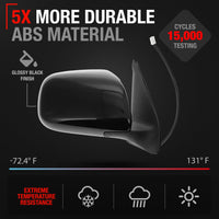 2013-2016 Honda Accord 4D Passenger Side Mirror Replacement - Powered Adjustment, Manual Fold, Convex Glass - Smooth Black - Passenger Side Mirror