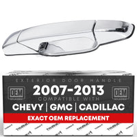 2007-2013 Chevrolet Avalanche Silverado Suburban Tahoe GMC Sierra Yukon Cadillac Escalade Exterior Rear Passenger Door Handle - Chrome Plastic - Rear Right Passenger Side