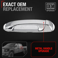 2002-2009 Dodge Ram 1500 2500 3500 4500 5500; 2005-2010 Dodge Dakota; 2004-2009 Dodge Durango Exterior Rear Driver Door Handle, Upgraded Metal - All Chrome - Rear Driver Side Handle