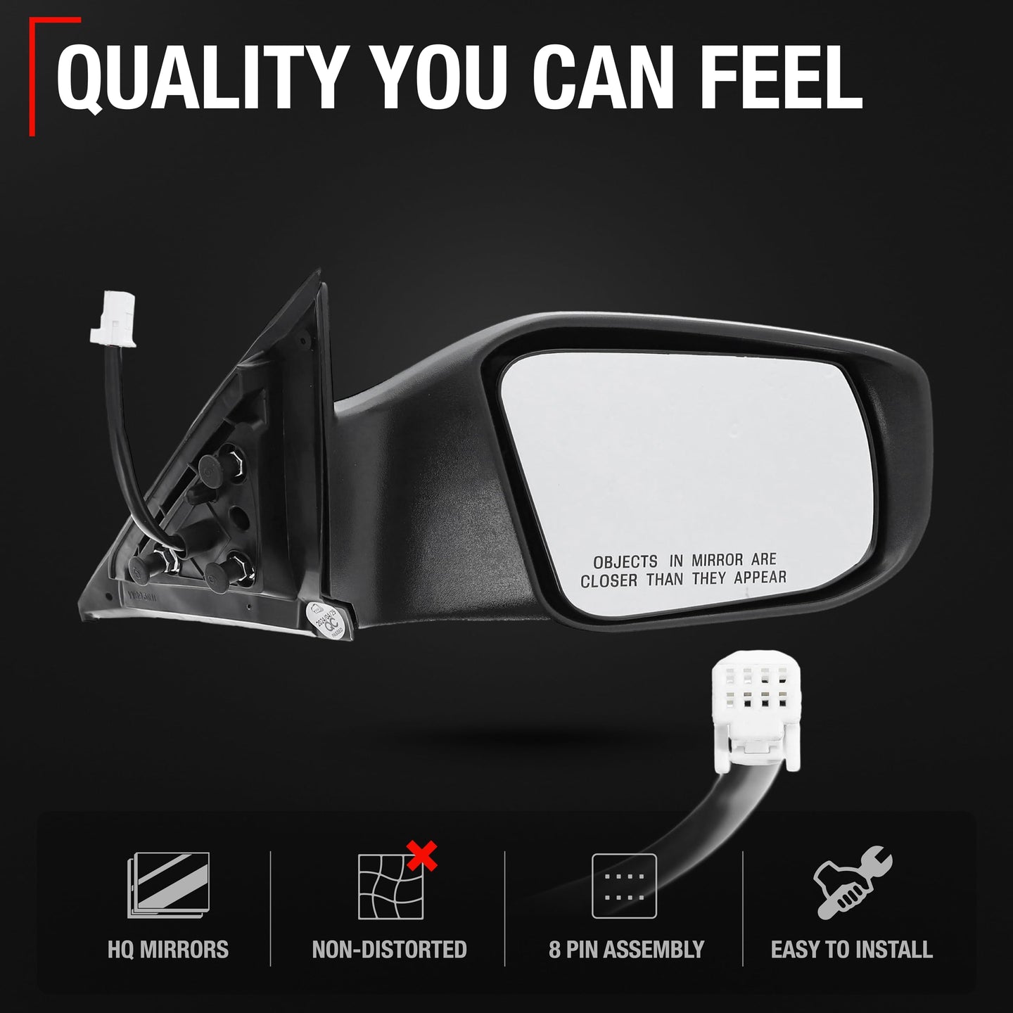 Nissan Altima Passenger Side Mirror - Power Adjustable - Non-Foldable - Black - Passenger Side Mirror