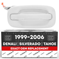 Exterior Rear Passenger Door Handle - Compatible with 1999-2006 Chevrolet Silverado, Suburban, Tahoe; 1999-2006 GMC Sierra, Yukon - Olympic White - OEM 15029900-GAZ - Rear Passenger Door Handle
