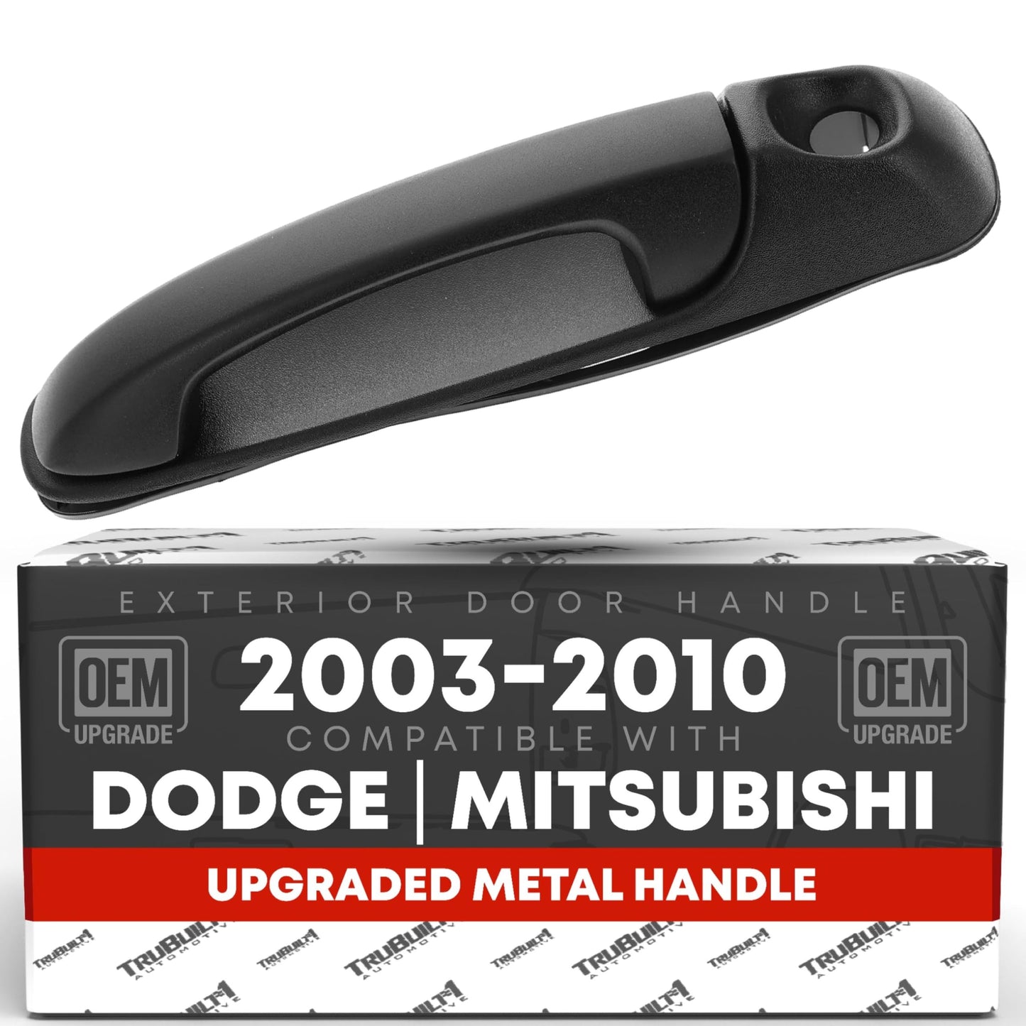 2002-2010 Dodge Ram 1500, 2500, 3500, 4500, 5500; Dakota, Durango; Mitsubishi Raider Exterior Front Driver Door Handle, Upgraded Metal - Textured Black w/ Keyhole - Front Driver Side Handle