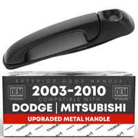 2002-2010 Dodge Ram 1500, 2500, 3500, 4500, 5500; Dakota, Durango; Mitsubishi Raider Exterior Front Driver Door Handle, Upgraded Metal - Textured Black w/ Keyhole - Front Driver Side Handle