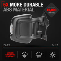 Ram Promaster Side Mirror, Passenger Side - Powered, Manual Fold, Turn Signal, Dual Glass, Textured Black - Passenger Side Mirror