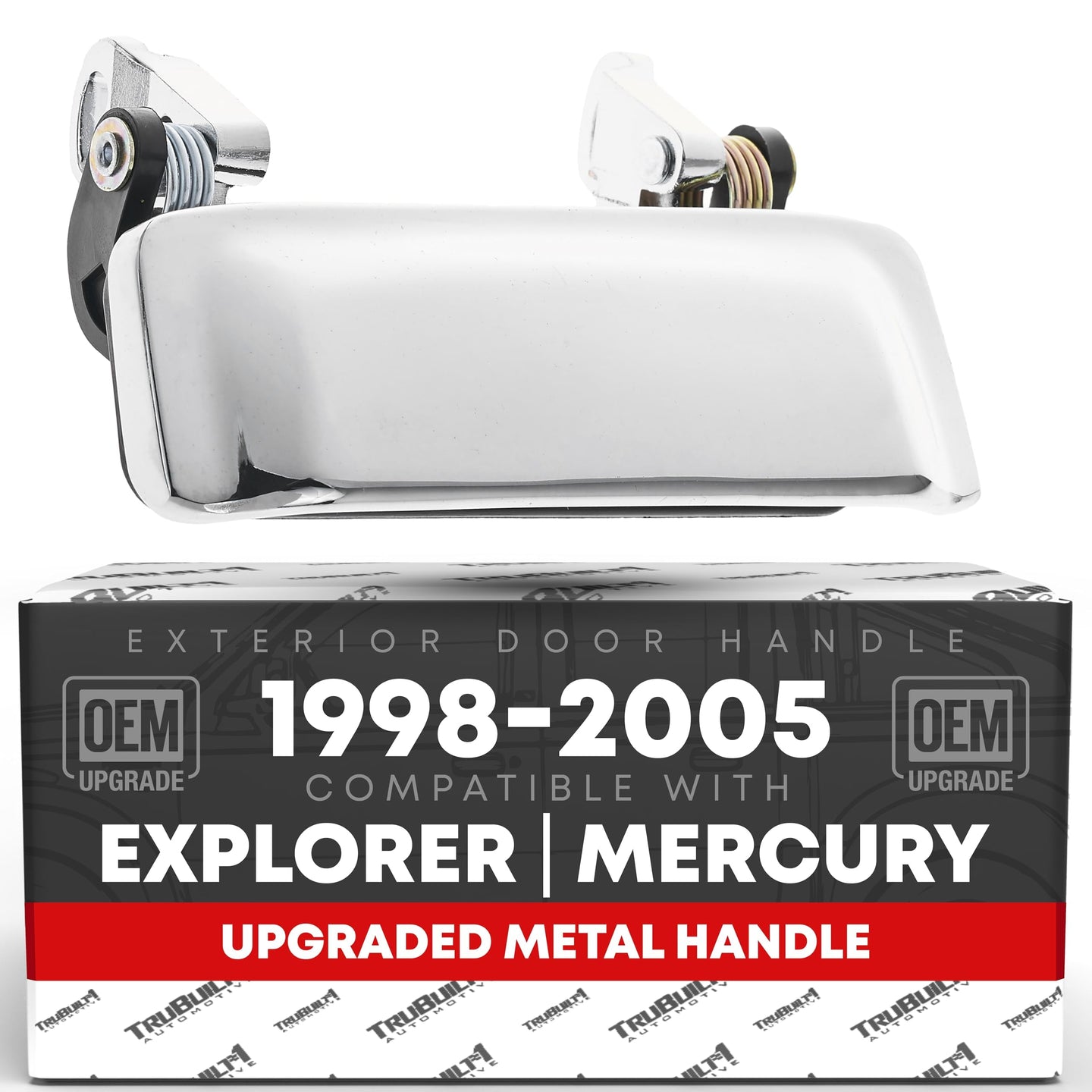 1998-2005 Ford Explorer Mercury Mountaineer Exterior Front Driver or Passenger Door Handle, Upgraded Metal - All Chrome - Chrome - Front Driver or Passenger Handle
