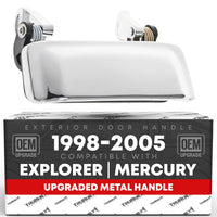 1998-2005 Ford Explorer Mercury Mountaineer Exterior Front Driver or Passenger Door Handle, Upgraded Metal - All Chrome - Chrome - Front Driver or Passenger Handle