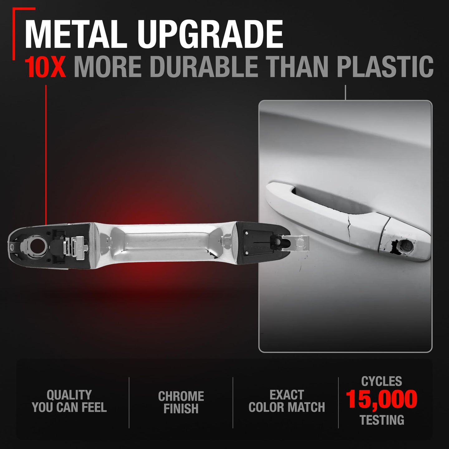 2015-2022 Chevrolet Colorado Front Driver Door Handle w/ Cover & Gasket, All Chrome - Front Driver Side Handle