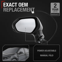 Driver Side Mirror - Compatible with 2018-2024 Toyota Camry - Powered Adjustment, Manual Folding, Flat Glass - Black, 5H3P - OEM 8794006800, TO1320366, TO1320382 - Driver Side Mirror