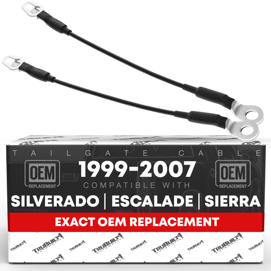 1999-2007 Chevrolet Avalanche Silverado GMC Sierra Cadillac Escalade Hummer H2 Tailgate Support Cable Set Rear Left & Right Side - Metal 15-1/8" Long