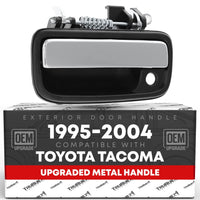 1995-2004 Toyota Tacoma Exterior Front Driver Door Handle Replacement, Upgraded Metal & Plastic Housing - Chrome Handle, Black Housing with Keyhole - Front Driver Side Handle