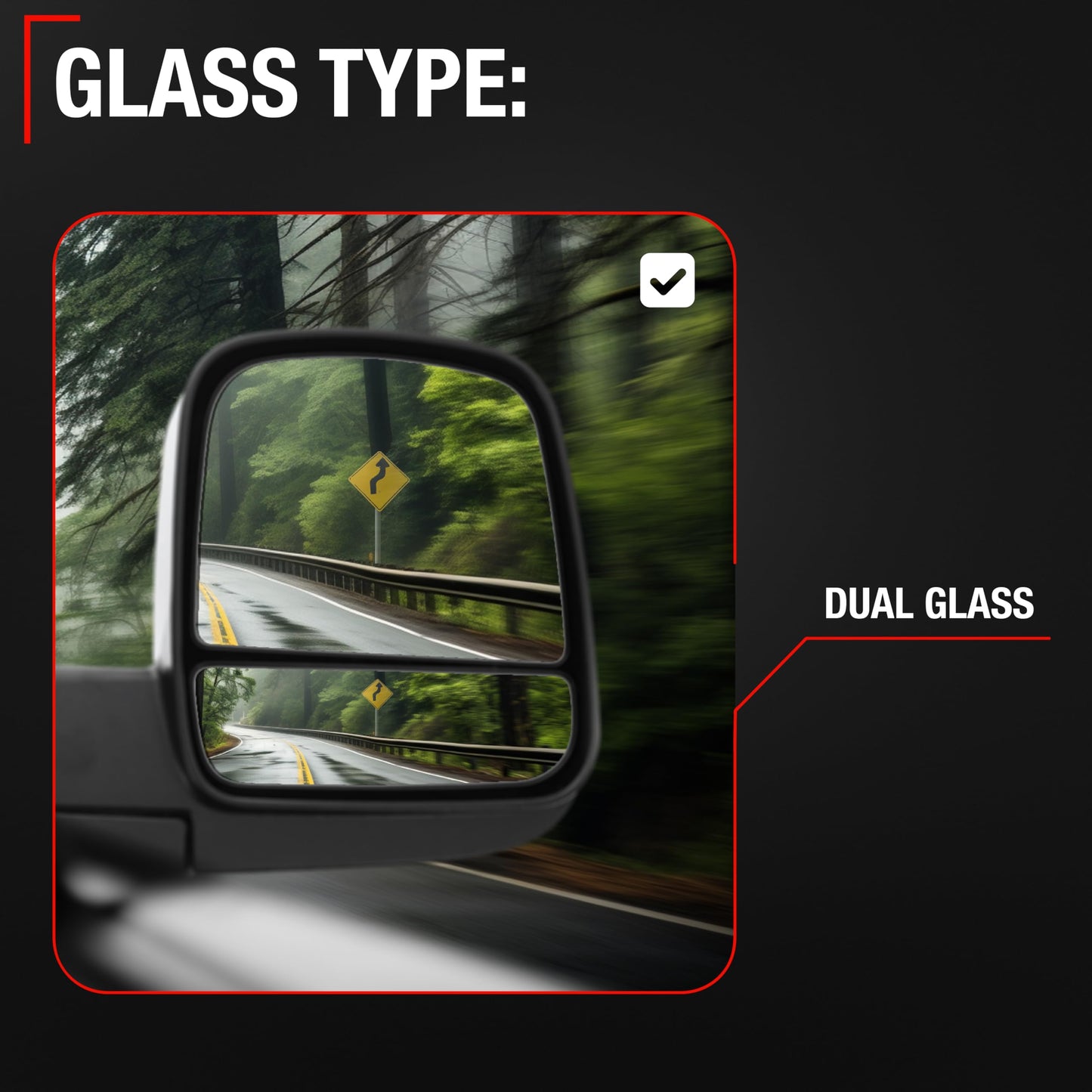 Ram Promaster Side Mirror, Passenger Side - Powered, Manual Fold, Turn Signal, Dual Glass, Textured Black - Passenger Side Mirror