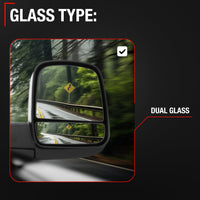 Ram Promaster Side Mirror, Passenger Side - Powered, Manual Fold, Turn Signal, Dual Glass, Textured Black - Passenger Side Mirror