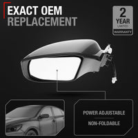 2013-2018 Nissan Altima Sedan Driver Side Mirror Replacement - Power Adjustment Non-Foldable Flat Glass Black Cover - Driver Side Mirror