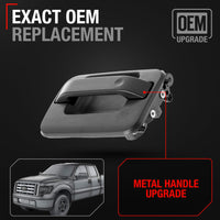 2004-2008 Ford F-150 Lobo Lincoln Mark LT Exterior Rear Driver Door Handle, Upgraded Metal - Textured Black - Rear Driver Side Handle