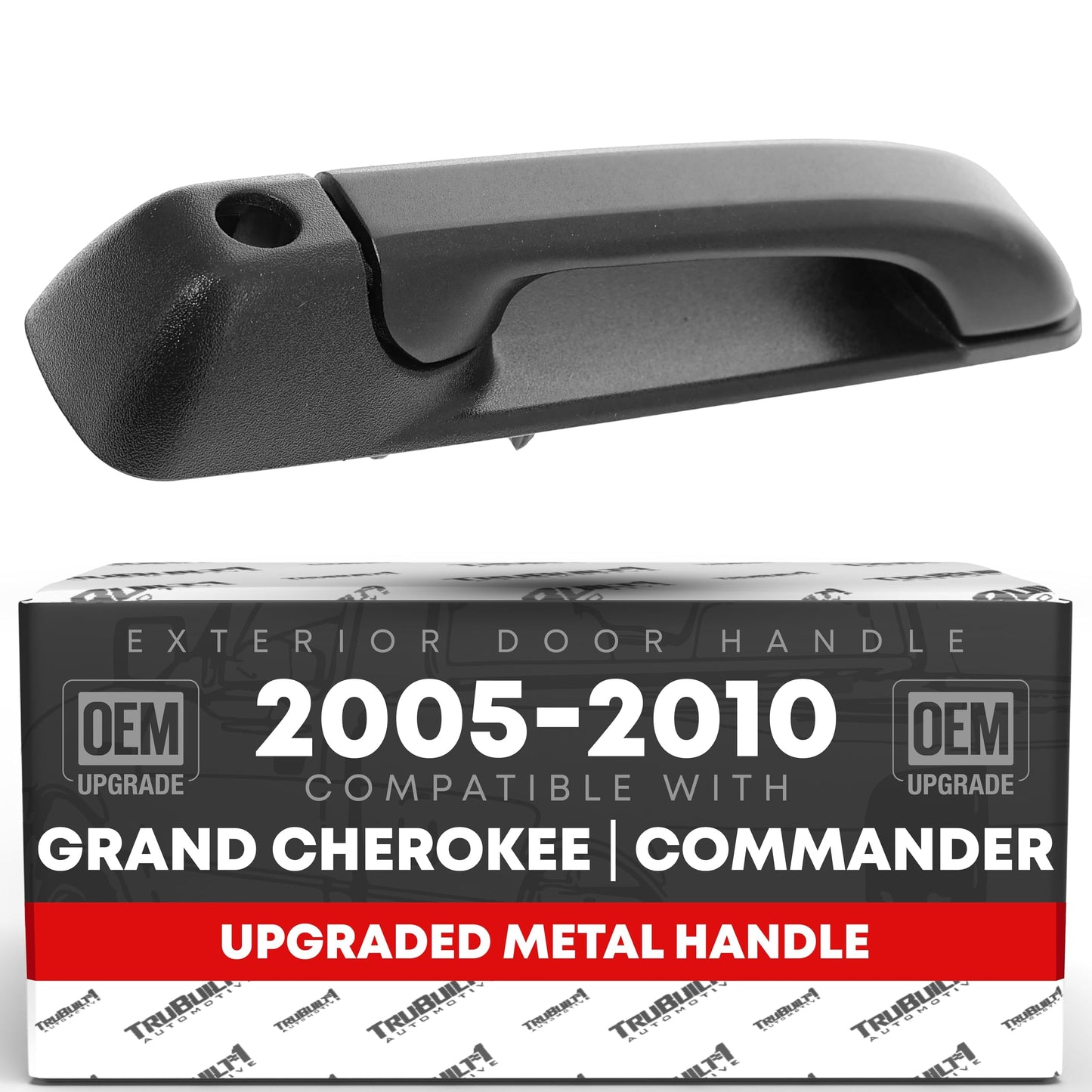 2005-2010 Jeep Commander Cherokee Exterior Front Passenger Door Handle, Upgraded Metal - Textured Black with Keyhole - Front Passenger Handle