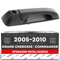 2005-2010 Jeep Commander Cherokee Exterior Front Passenger Door Handle, Upgraded Metal - Textured Black with Keyhole - Front Passenger Handle