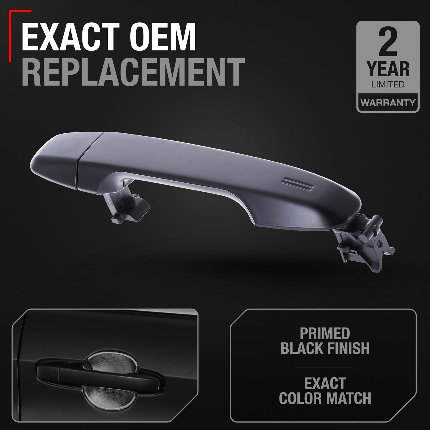 Exterior Front Driver Door Handle - Compatible with 2012-2020 Toyota Yaris, Prius C, Camry, Auris, 86, C-HR; 2013-2015 Subaru BRZ; 2016 Scion FR-S, Scion iM - Primed Black, Plastic - OEM 6921106090 - Driver Side Door Handle