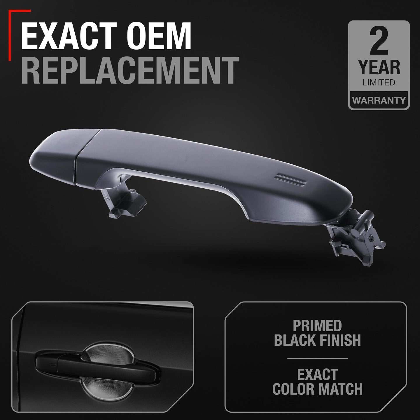 2012-2020 Toyota Yaris Prius C Camry Auris 86 C-HR Subaru BRZ Scion FR-S iM Exterior Front Passenger Door Handle - Primed Black Plastic - Passenger Side Door Handle