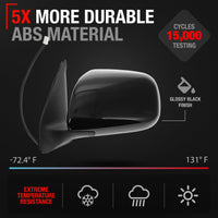2009-2015 Honda Pilot Passenger Side Mirror Replacement - Powered Adjustment, Heated, Manual Fold, Convex Glass - Smooth Black - Driver Side Mirror