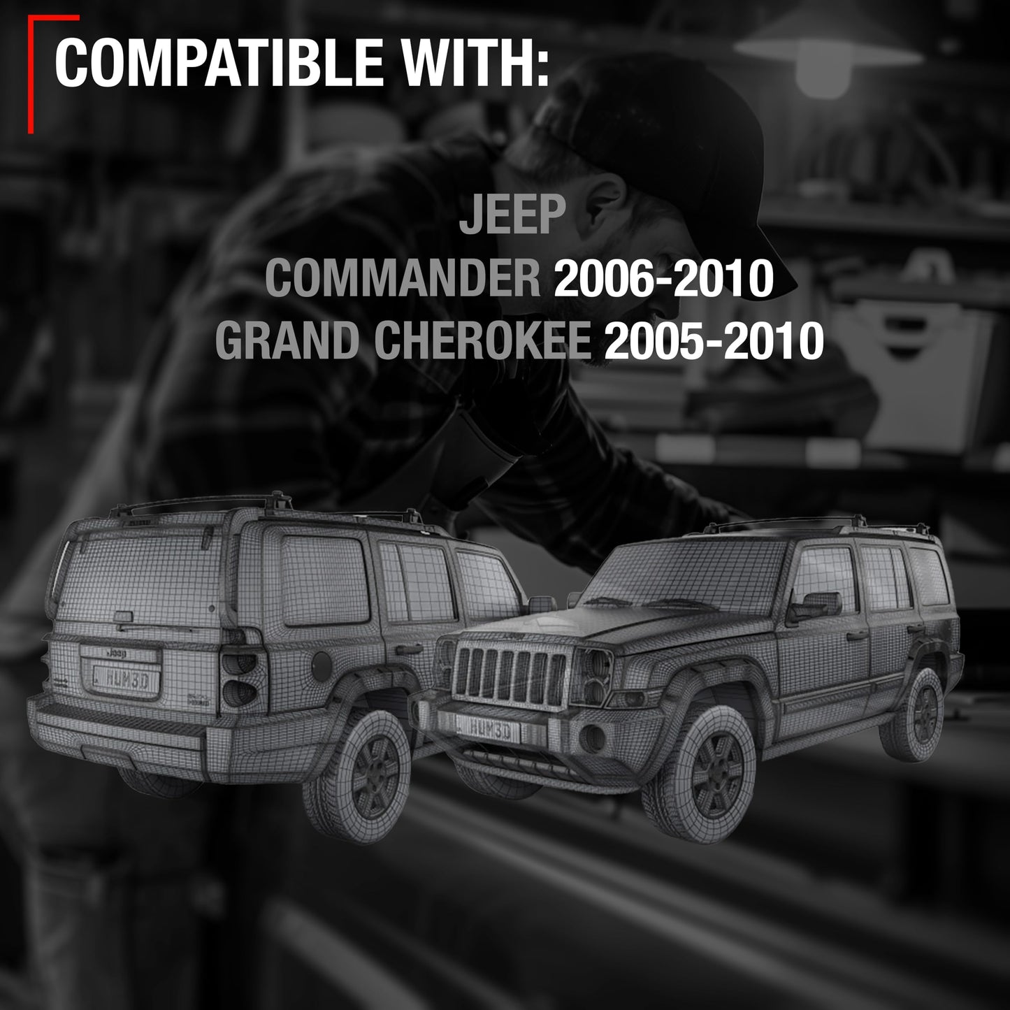 2006-2010 Jeep Commander; 2005-2010 Jeep Grand Cherokee Exterior Rear Driver Door Handle, Upgraded Metal - All Chrome - Rear Driver Side Handle