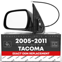 Toyota Tacoma Driver Mirror - Power Adjust, Manual Fold, Flat Glass, Smooth Black Exterior - Driver Side Mirror