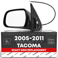 2009-2015 Honda Pilot Passenger Side Mirror Replacement - Powered Adjustment, Heated, Manual Fold, Convex Glass - Smooth Black - Driver Side Mirror