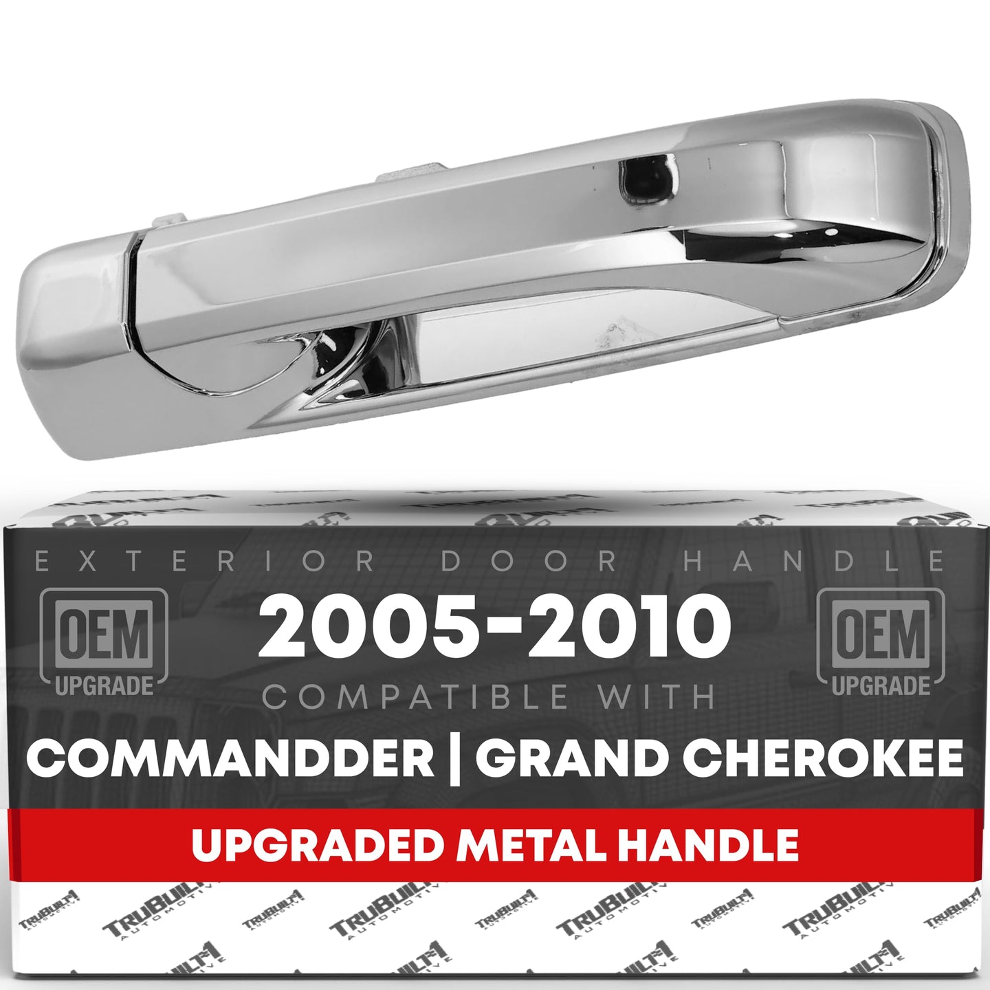 2006-2010 Jeep Commander; 2005-2010 Jeep Grand Cherokee Exterior Front Driver Door Handle, Upgraded Metal - All Chrome w/ Keyhole - Front Driver Side Handle