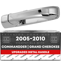T1A Exterior Front/Rear Passenger Door Handle, Upgraded Metal - Compatible with 2006-2010 Jeep Commander, 05-10 Jeep Grand Cherokee - All Chrome - OEM 55394240AG-ACHMT, 55394240AH-ACHMT, 80724 - Front or Rear Passenger Side Handle