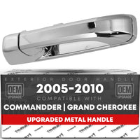 2006-2010 Jeep Commander; 2005-2010 Jeep Grand Cherokee Exterior Front/Rear Passenger Door Handle, Upgraded Metal - All Chrome - Front or Rear Passenger Side Handle