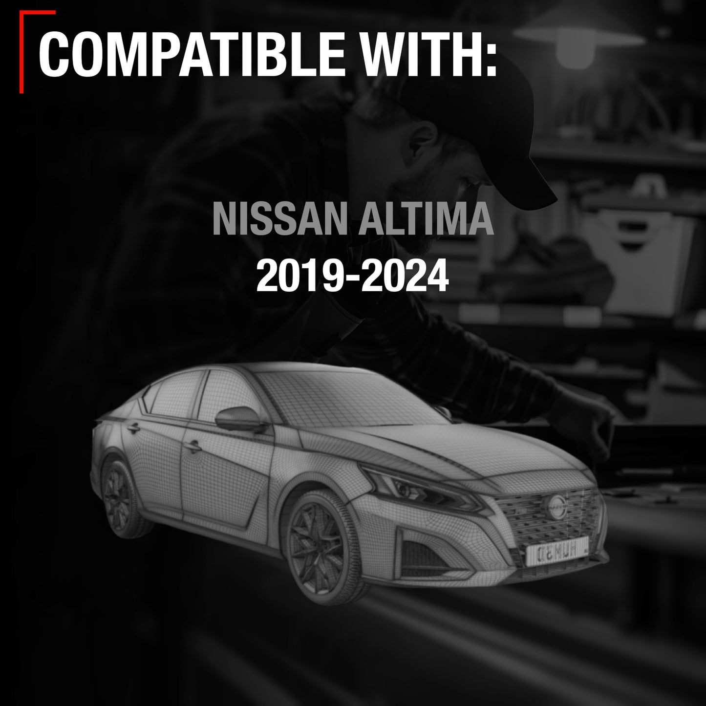 Nissan Altima Side Mirror, Passenger Side - Powered, Manual Fold, Convex Glass, Smooth Black - Passenger Side Mirror