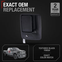 1999-2015 Ford Super Duty F-250 F-350 F-450 F-550 Excursion Exterior Front Passenger Door Handle - Textured Black with Keyhole - Front Passenger Door